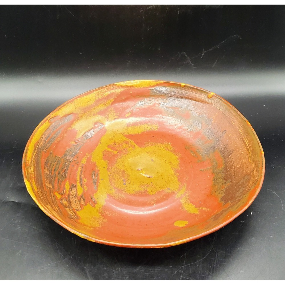 Handmade Art Pottery Red Stoneware Centerpiece Bowl 9.75"